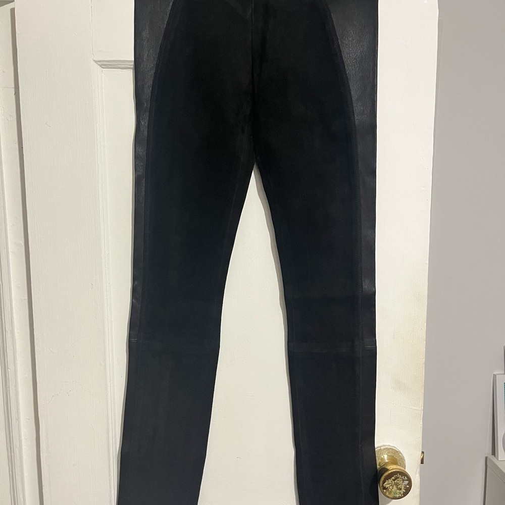 Black Leather and Suede Pants